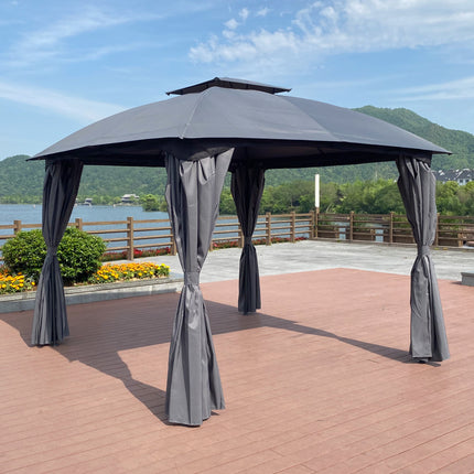 AG16- 10x10 Ft Outdoor Patio Garden Gazebo Canopy, Outdoor Shading, Gazebo Tent With Curtains - Likeshoppe 