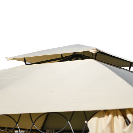 AG19- Double Tiered Grill Canopy;  Outdoor BBQ Gazebo Tent with UV Protection;  Beige - Likeshoppe 