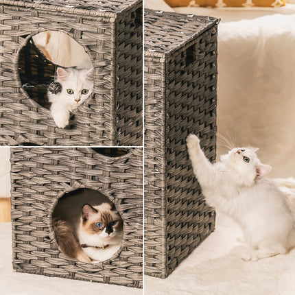 AD1- Rattan Cat Litter,Cat Bed with Rattan Ball and Cushion - Likeshoppe 