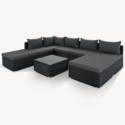 PX7- 8-Pieces Outdoor Patio Furniture Sets;  Garden Conversation Wicker Sofa Set;  Single Sofa Combinable - Likeshoppe 