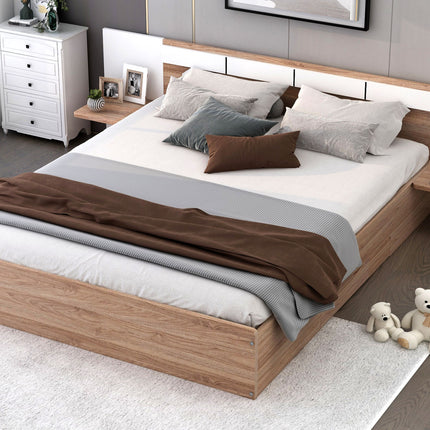PF5- Queen Size Platform Bed with Headboard, Drawers, Shelves, USB Ports and Sockets - Likeshoppe 