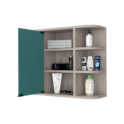 PU4- Valdez Medicine Cabinet With Six Shelves, Mirror Cabinet - Likeshoppe 