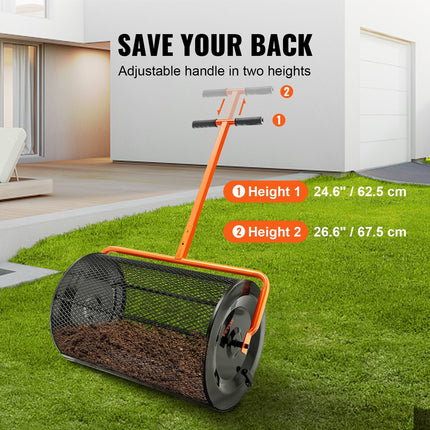 AH5- Compost Spreader Peat Moss Spreader 24 inch Wide 24.4-26.4" Height Adjustable Lawn & Garden Spreaders Compost; Top Soil; Mulch - Durable Lightweight Multi-Purpose Yard Care Equipment - Likeshoppe 