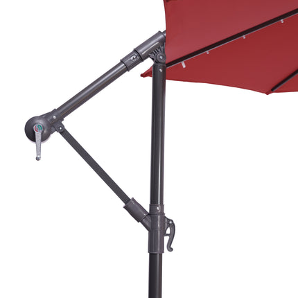 PZ3- 10 FT Solar LED Patio Outdoor Umbrella Hanging Cantilever Umbrella Offset Umbrella Easy Open Adustment with 32 LED Lights - Likeshoppe 