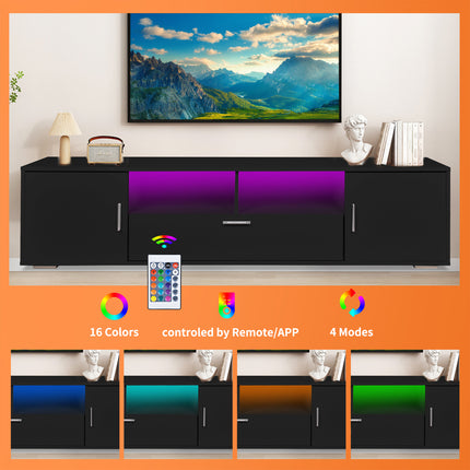 TV9- Modern TV stand with LED Lights Entertainment Center TV cabinet with Storage for Up to 75 inch for Gaming Living Room Bedroom - Likeshoppe 