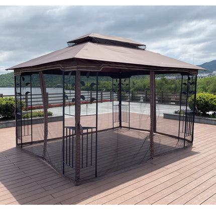 AG13- 13x10 Outdoor Patio Gazebo Canopy Tent With Ventilated Double Roof And Mosquito net(Detachable Mesh Screen On All Sides); Suitable for Lawn;  Garden;  Backyard and Deck - Likeshoppe 