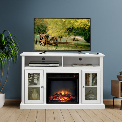 CB2- Modern Electric Fireplace TV Stand for TV Up to 55" Media Entertainment Center Console with Insert Fireplace and Adjustable Shelves;  Storage Cabinet Chest for Living Room - Likeshoppe 