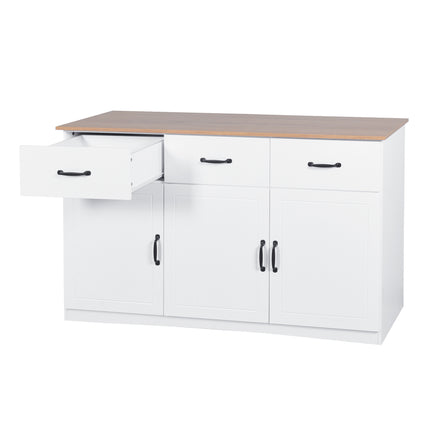 PC4- White Buffet Cabinet with Storage;  Kitchen Sideboard with 3 Doors and 3 Drawers;  Coffee Bar Cabinet;  Storage Cabinet Console Table for Living Room - Likeshoppe 
