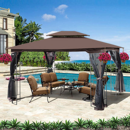 AG13- 13x10 Outdoor Patio Gazebo Canopy Tent With Ventilated Double Roof And Mosquito net(Detachable Mesh Screen On All Sides); Suitable for Lawn;  Garden;  Backyard and Deck - Likeshoppe 