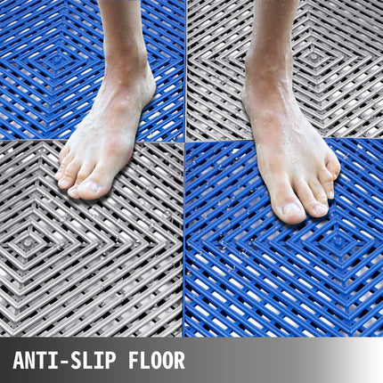 AJ5- Tiles Interlocking 50 PCS Blue, Drainage Tiles 12x12x0.5 Inches, Deck Tiles Outdoor Floor Tiles, Outdoor Interlocking Tiles, Deck Flooring for Pool Shower Bathroom Deck Patio Garage - Likeshoppe 