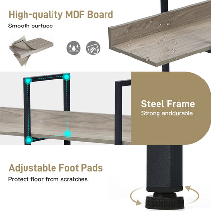 BC1- 5 Tier Bookcase Home Office Open Bookshelf, Vintage Industrial Style Shelf with Metal Frame, MDF Board - Likeshoppe 