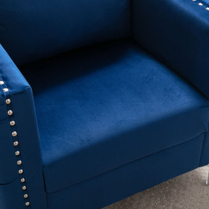 AC3- Modern Velvet Armchair Tufted Button Accent Chair Club Chair with Steel Legs for Living Room Bedroom - Likeshoppe 