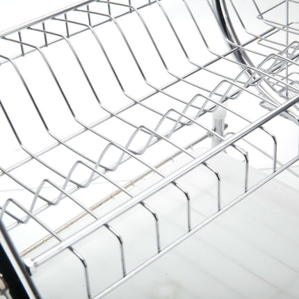 DL2- 2 Tier Dish Drying Rack Drainer Stainless Steel Kitchen Cutlery Holder Shelf - Likeshoppe 