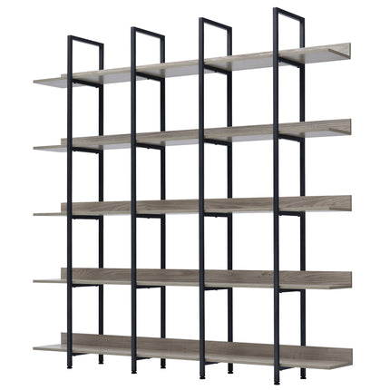 BC1- 5 Tier Bookcase Home Office Open Bookshelf, Vintage Industrial Style Shelf with Metal Frame, MDF Board - Likeshoppe 