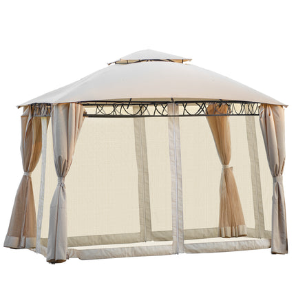 AG19- Double Tiered Grill Canopy;  Outdoor BBQ Gazebo Tent with UV Protection;  Beige - Likeshoppe 
