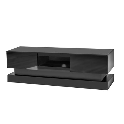 TV5- 63inch BLACK morden TV Stand with LED Lights,high glossy front TV Cabinet,can be assembled in Lounge Room, Living Room or Bedroom,color:BLACK - Likeshoppe 