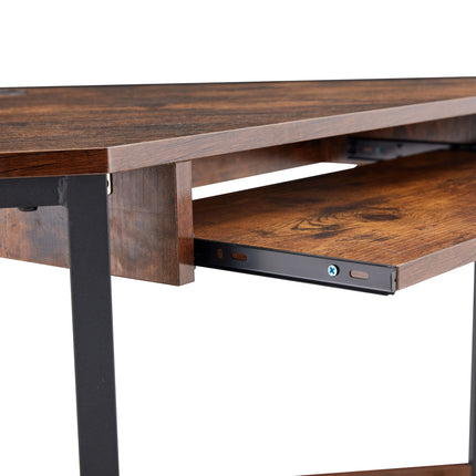 PW1- Triangle Computer Desk; Corner Desk With Smooth Keyboard Tray& Storage Shelves ; Compact Home Office; Small Desk With Sturdy Steel Frame As Workstation For Small Space; BLACK; 28.34''L 24''W 30.11''H - Likeshoppe 