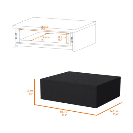 PE1- Vienna Floating Nightstand, Sleek Wall-Mounted Design with Spacious Drawer Storage, Dark Brown - Likeshoppe 