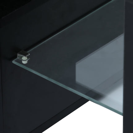 TV7- Black morden TV Stand with LED Lights; high glossy front TV Cabinet; can be assembled in Lounge Room; Living Room or Bedroom; color:BLACK - Likeshoppe 
