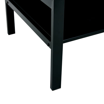 C6- Glass Lift Top Coffee Table;  Modern Simple 2-Layer Tempered Glass Coffee Table for Living Room;  Black - Likeshoppe 