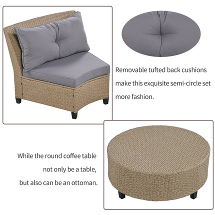 PX3- 6 - Person Fan-shaped Rattan Suit Combination with Cushions and Table,Suitable for Garden - Likeshoppe 