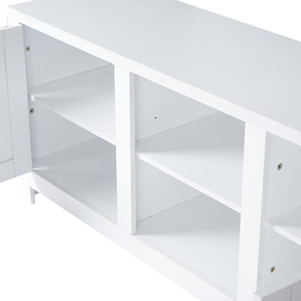 TV1- Modern Farmhouse Double Barn Door TV Stand for TVs up to 65 Inches, 58 Inch, White color - Likeshoppe 