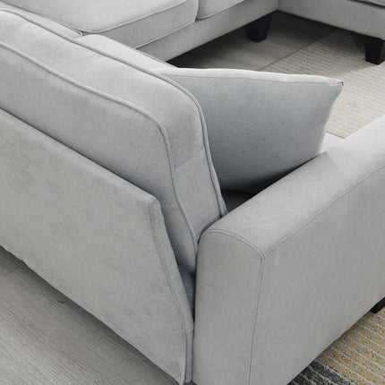 S4- 108*85.5" Modern U Shape Sectional Sofa, 7 Seat Fabric Sectional Sofa Set with 3 Pillows Included for Living Room, Apartment, Office,3 Colors - Likeshoppe 