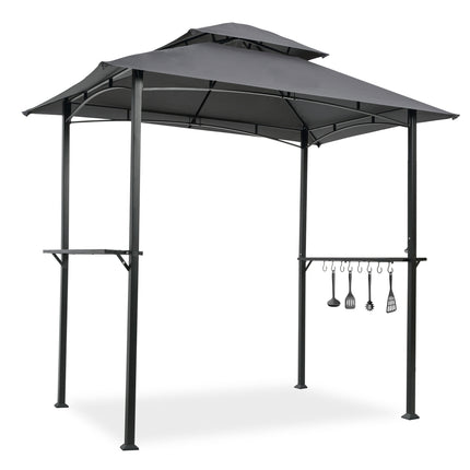 AG12- Outdoor Grill Gazebo 8 x 5 Ft;  Shelter Tent;  Double Tier Soft Top Canopy and Steel Frame with hook and Bar Counters - Likeshoppe 