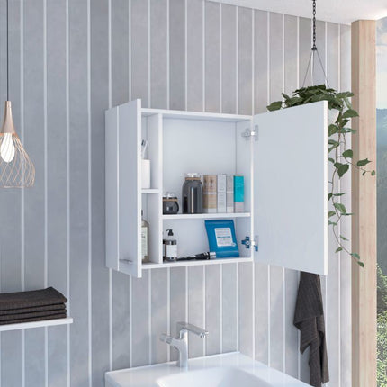 PU5- Kenya Medicine Cabinet, Mirror, Double Door, Four Interior Shelves, Black - Likeshoppe 