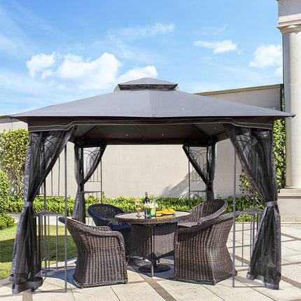 AG9- 10x10 Outdoor Patio Gazebo Canopy Tent With Ventilated Double Roof And Mosquito net(Detachable Mesh Screen On All Sides); Suitable for Lawn;  Garden;  Backyard and Deck - Likeshoppe 