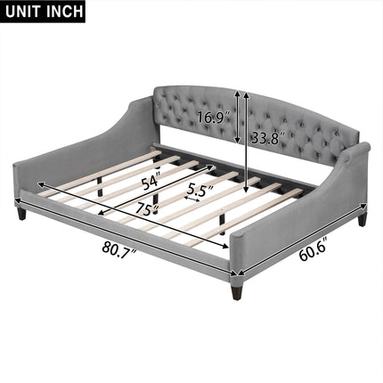 BR7- Modern Luxury Tufted Button Daybed, Full, Gray (Old SKU: SM001009AAE) - Likeshoppe 