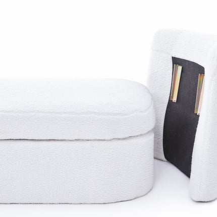 PK7- Footstool with storage function beige teddy fabric suitable for hallway bedroom living room - Likeshoppe 