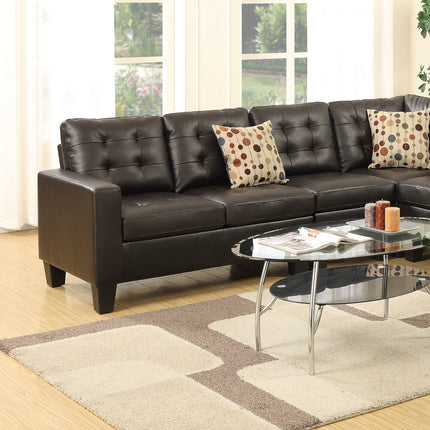 S3-Modular Sectional Espresso Faux Leather 4pcs Sectional Sofa LAF And RAF Loveseats Corner Wedge Armless Chair Tufted Cushion Couch - Likeshoppe 