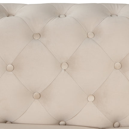 F7- 63" Velvet Upholstered Loveseat Sofa,Modern Loveseat Sofa with Button Tufted Back,2-Person Loveseat Sofa Couch for Living Room,Bedroom,or Small Space,Beige - Likeshoppe 