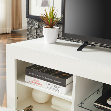 TV6- White morden TV Stand with LED Lights,high glossy front TV Cabinet,can be assembled in Lounge Room, Living Room or Bedroom,color:WHITE - Likeshoppe 
