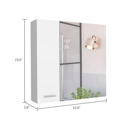PU5- Kenya Medicine Cabinet, Mirror, Double Door, Four Interior Shelves, Black - Likeshoppe 