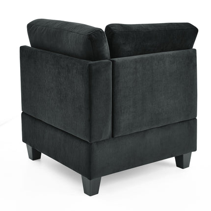 U shape Modular Sectional Sofa; DIY Combination; includes Four Single Chair and Two Corner; Black Velvet - Likeshoppe 