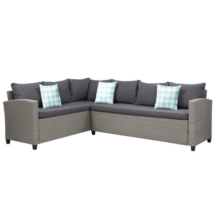 PX18- Patio Furniture Set;  5 Piece Outdoor Conversation Set;  Dining Table Chair with Ottoman and Throw Pillows - Likeshoppe 