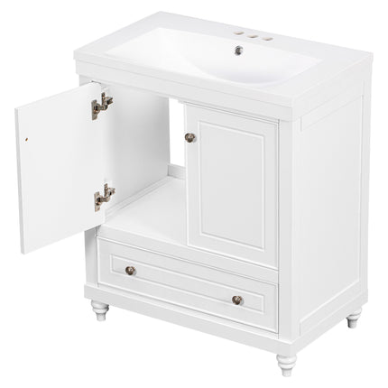 PT7- 30" Bathroom Vanity with Sink;  Combo;  Cabinet with Doors and Drawer;  Solid Frame and MDF Board;  White - Likeshoppe 