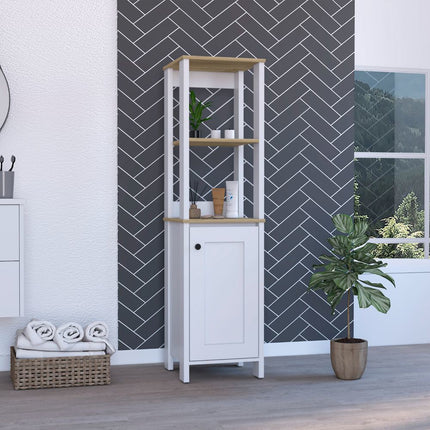 PU7- Arctic Linen Cabinet; With Four Shelves; Single Door Cabinet - Likeshoppe 