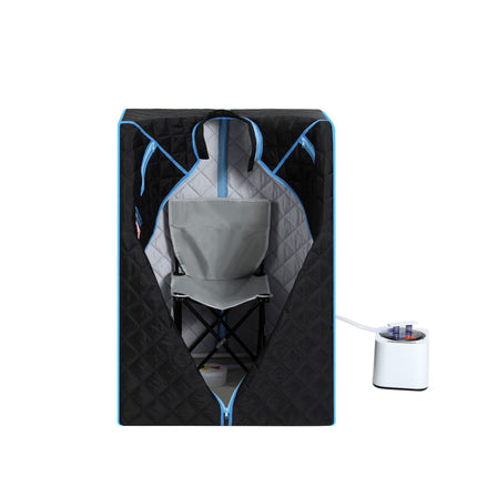 AK7- Portable Half body Black Steam Sauna Tent for Personal Relaxation;  Detox and Therapy at home.PVC Pipe Connector Easy to Install.Fast heating with FCC Certification - Likeshoppe 