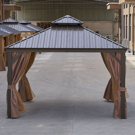 AG18- 12*12FT patic gazebo; alu gazebo with steel canopy; Outdoor Permanent Hardtop Gazebo Canopy for Patio;  Garden;  Backyard - Likeshoppe 