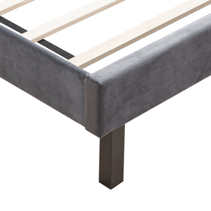 PF6- Velvet Button Tufted-Upholstered Bed with Wings Design - Strong Wood Slat Support - Easy Assembly - Likeshoppe 