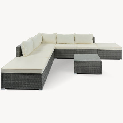 PX7- 8-Pieces Outdoor Patio Furniture Sets;  Garden Conversation Wicker Sofa Set;  Single Sofa Combinable - Likeshoppe 