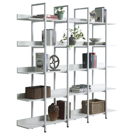 BC1- 5 Tier Bookcase Home Office Open Bookshelf, Vintage Industrial Style Shelf with Metal Frame, MDF Board - Likeshoppe 