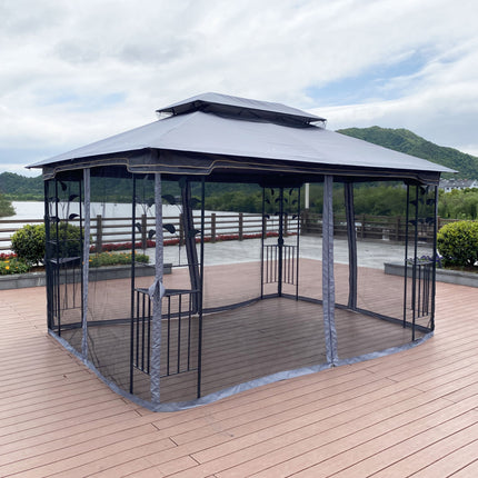 AG13- 13x10 Outdoor Patio Gazebo Canopy Tent With Ventilated Double Roof And Mosquito net(Detachable Mesh Screen On All Sides); Suitable for Lawn;  Garden;  Backyard and Deck - Likeshoppe 