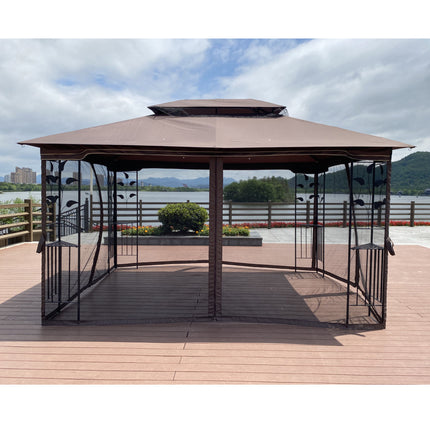 AG13- 13x10 Outdoor Patio Gazebo Canopy Tent With Ventilated Double Roof And Mosquito net(Detachable Mesh Screen On All Sides); Suitable for Lawn;  Garden;  Backyard and Deck - Likeshoppe 