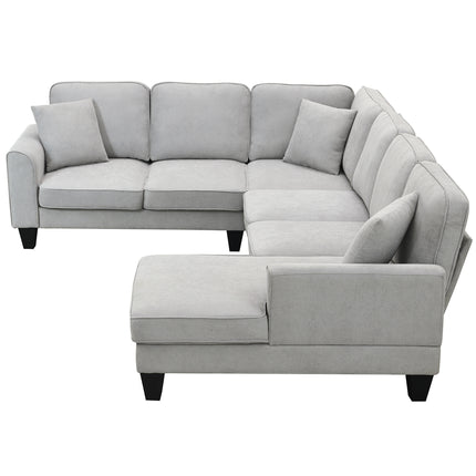 S4- 108*85.5" Modern U Shape Sectional Sofa, 7 Seat Fabric Sectional Sofa Set with 3 Pillows Included for Living Room, Apartment, Office,3 Colors - Likeshoppe 