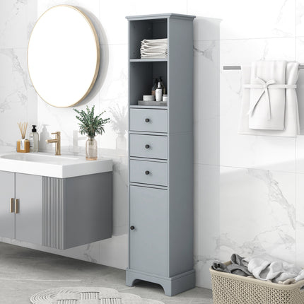 PU13- Tall Bathroom Cabinet;  Freestanding Storage Cabinet with 3 Drawers and Adjustable Shelf;  MDF Board with Painted Finish - Likeshoppe 