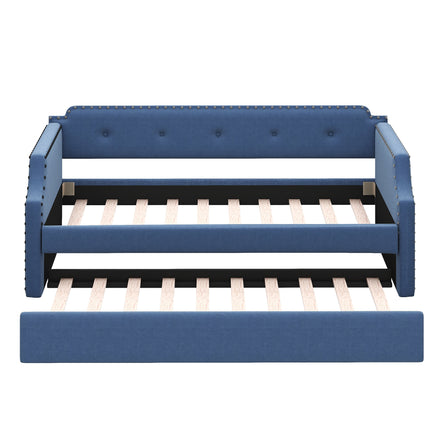 U4-Upholstered Daybed with Trundle;  Wood Slat Support; Upholstered Frame Sofa Bed ;  Twin - Likeshoppe 